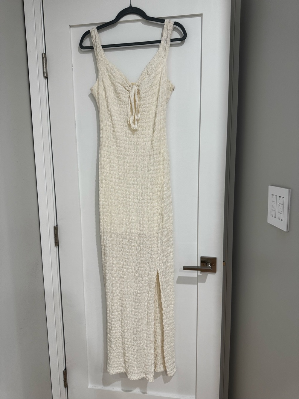 Free People Cream Textured Maxi with Sweetheart Tie